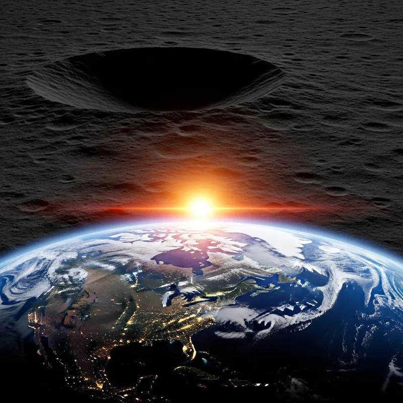 Vivid Earth Sunrise with Lunar Crater View