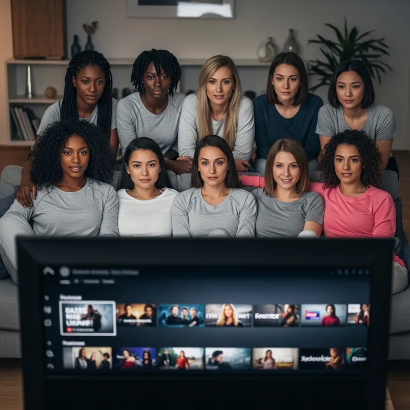 Diverse Women Chilling on Couch Watching Netflix | Stylish Lounge-Wear