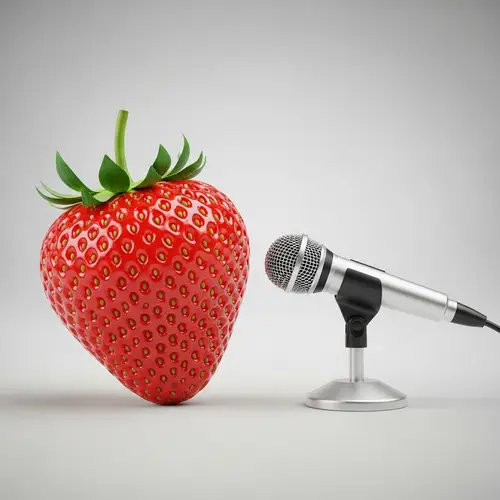 Ripe Strawberry & Modern Microphone: Sweet Speech Setup