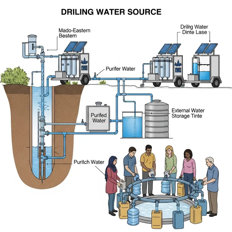 Underground Water Source Access & Purification: Schematic Drawing