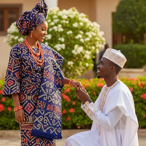 Beautiful Yoruba Girl in Cultural Attire & Hausa Guy Expressing Love
