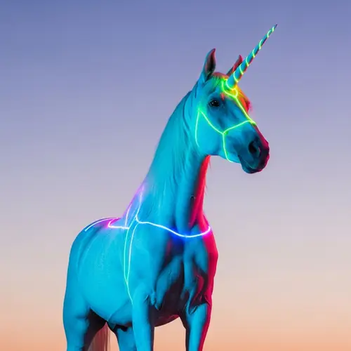 Neon Unicorn: Majestic Glow in Twilight