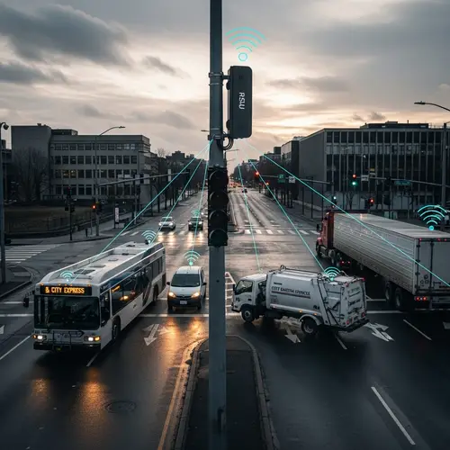 Crossroads Traffic Communication: Buses, Sanitation and Heavy Trucks
