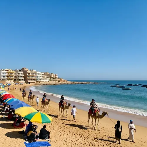 Serene Beach in Morocco | Coastal Houses, Camel Rides & Fishing Boats