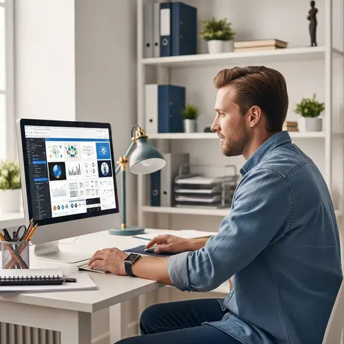 Male Teacher Using AI to Generate Educational Images