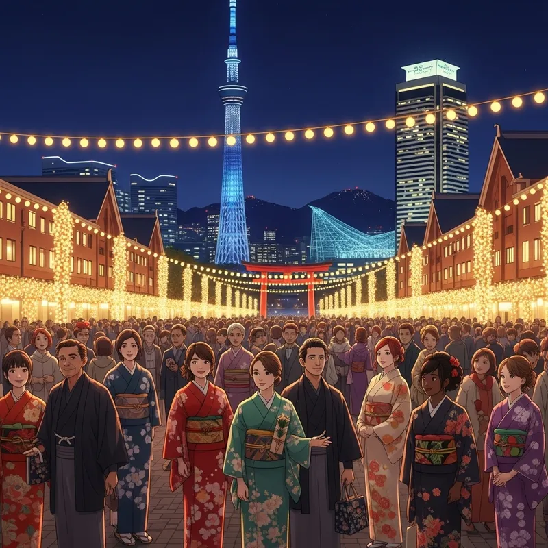 Happy New Year Celebration at Ikuta Shrine in Kobe - Futuric City Lights