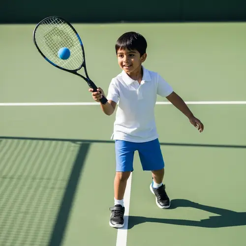 Meet Kai: South Asian Boy Playing Racquetball with Concentration and Joy