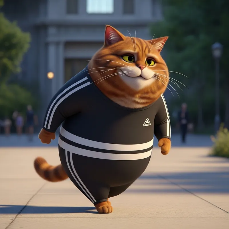 Garfield Cat in Black and White Adidas Costume - Animated Film Style