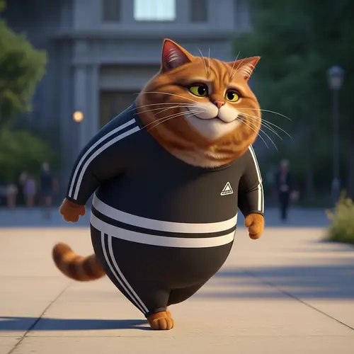 Unique Tabby Cat in Athletic Costume - Animated Film Style