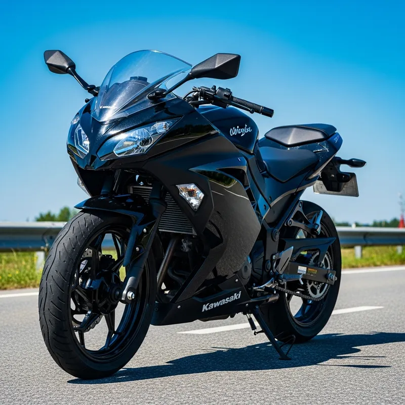 Sleek Kawasaki Ninja 300 Motorcycle on Open Road