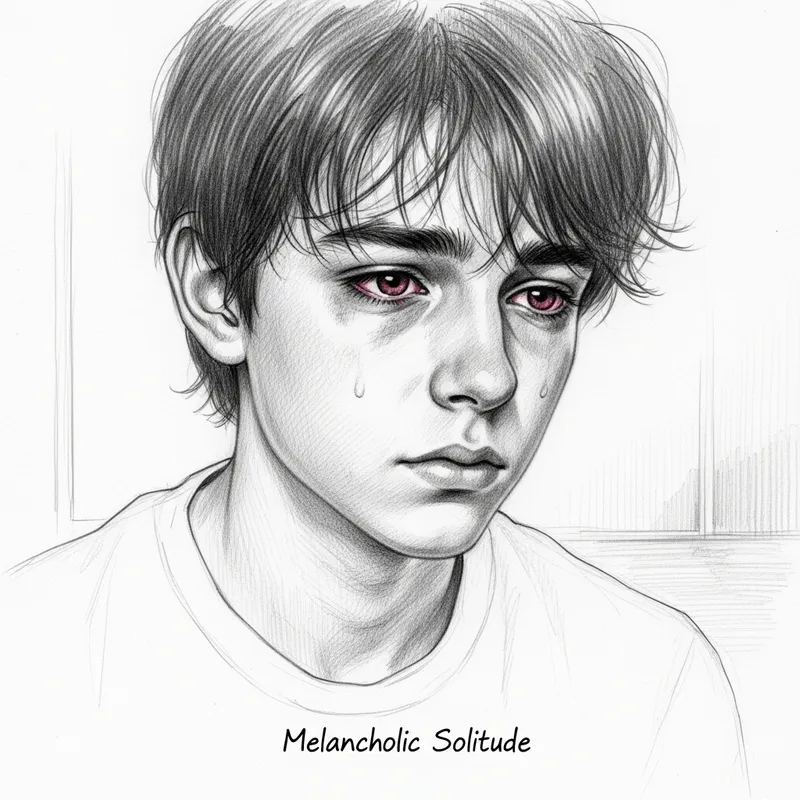 Melancholic Solitude: Portrait of Emotional Turmoil
