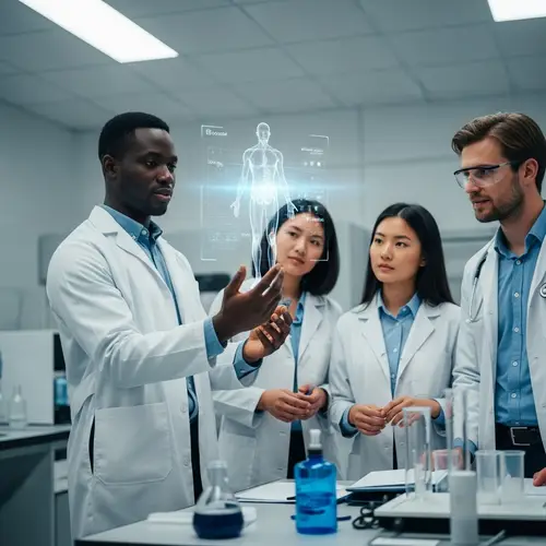 Futuristic Laboratory with Diverse Group of Scientists