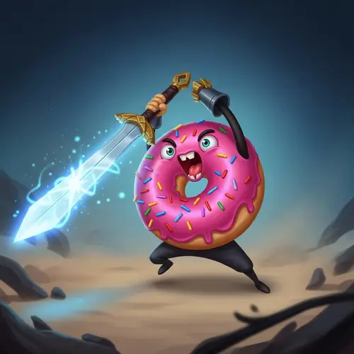 Playful Donut Warrior: Vibrant Fantasy Illustration