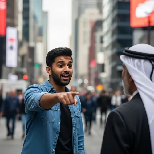 Urban Debate: South Asian Man Persuading Middle-Eastern Gentleman