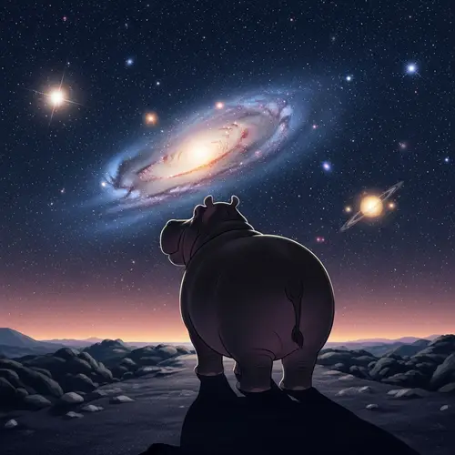Harold the Hippo Marvels at the Vastness of the Universe