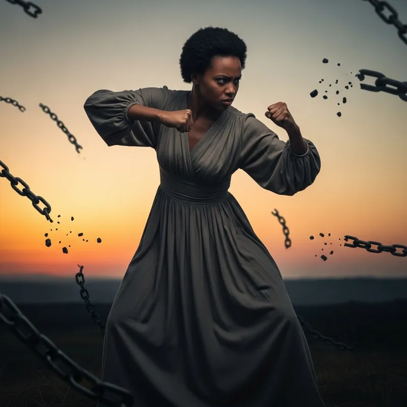 Brave Afrodescendant Woman Fighting for Freedom