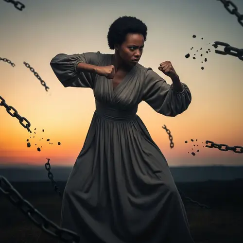 Resilient Afrodescendant Woman Fighting for Freedom
