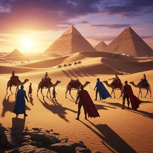 Marvel Superheroes in Egyptian Desert | Cinematic 4K Scene