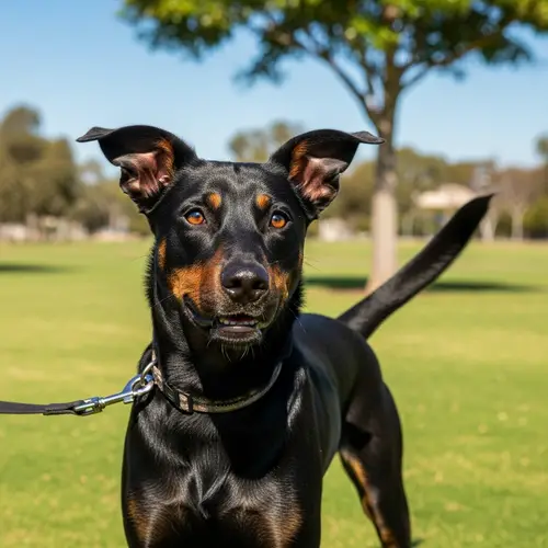 Glossy Black Medium-Sized Dog Enjoying Park Playtime