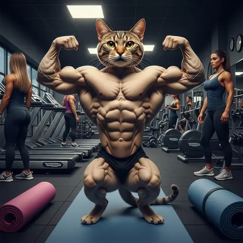 Muscular Gym Cat Inspires Fitness Motivation