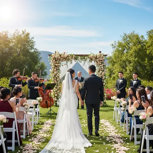 Romantic Garden Wedding with Elegant Hispanic Bride & Stylish Asian Groom
