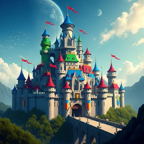 Majestic Fantasy Castle in Vibrant Colors