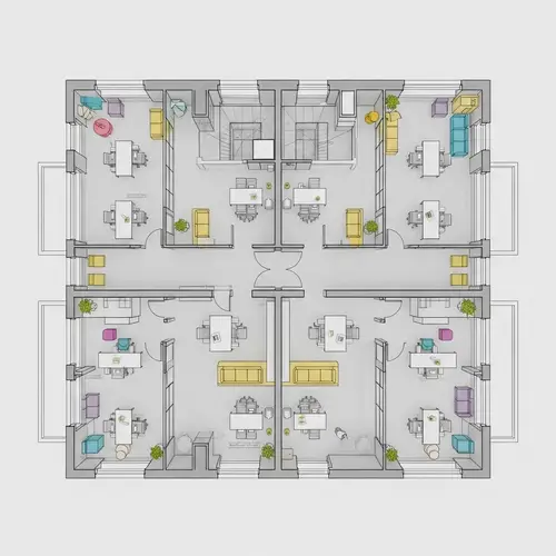 Modernist Office Space Architectural Blueprint | Minimalist Design