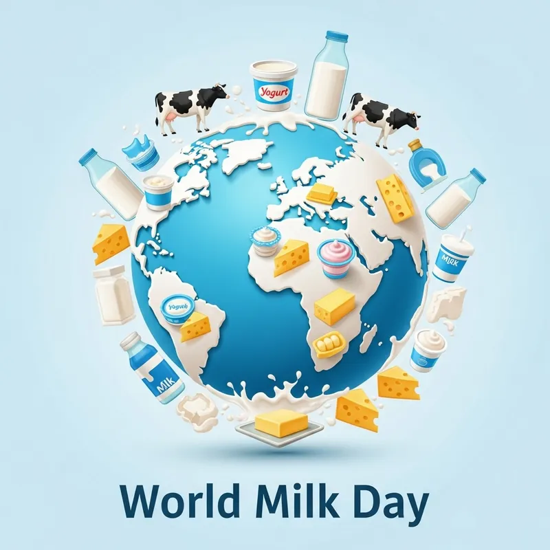 World Milk Day Globe: Diversity in Dairy Illustration