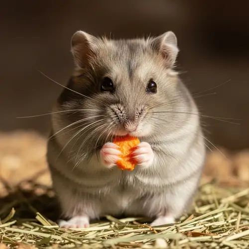 Adorable Grey Hamster Eating Food - Cute Hamster Images
