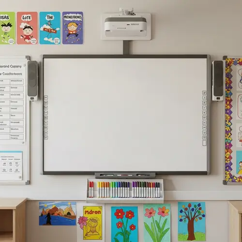 Modern Classroom Smartboard with Integrated Technology