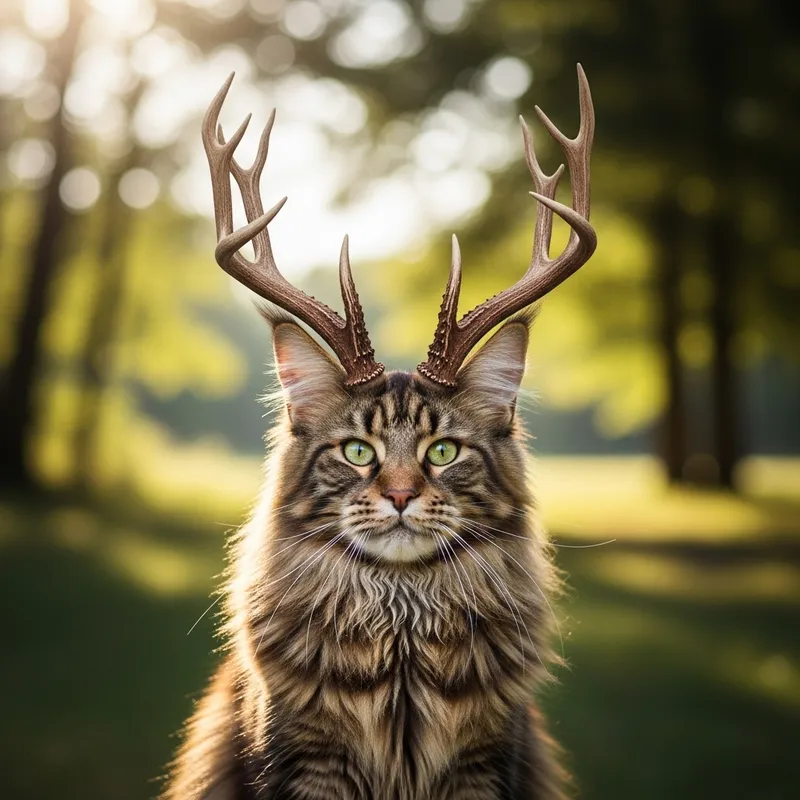 Deer Antlered Cat - Mythical Creature