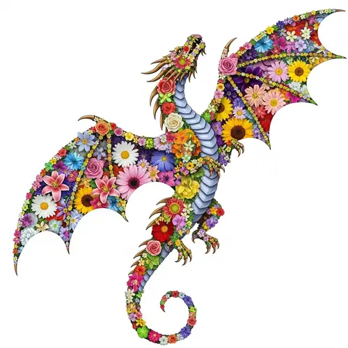 Dragon with Floral Body Tattoo Design