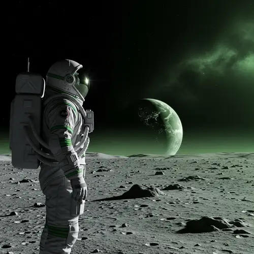 Astronaut On Moon, Gazing Into Space