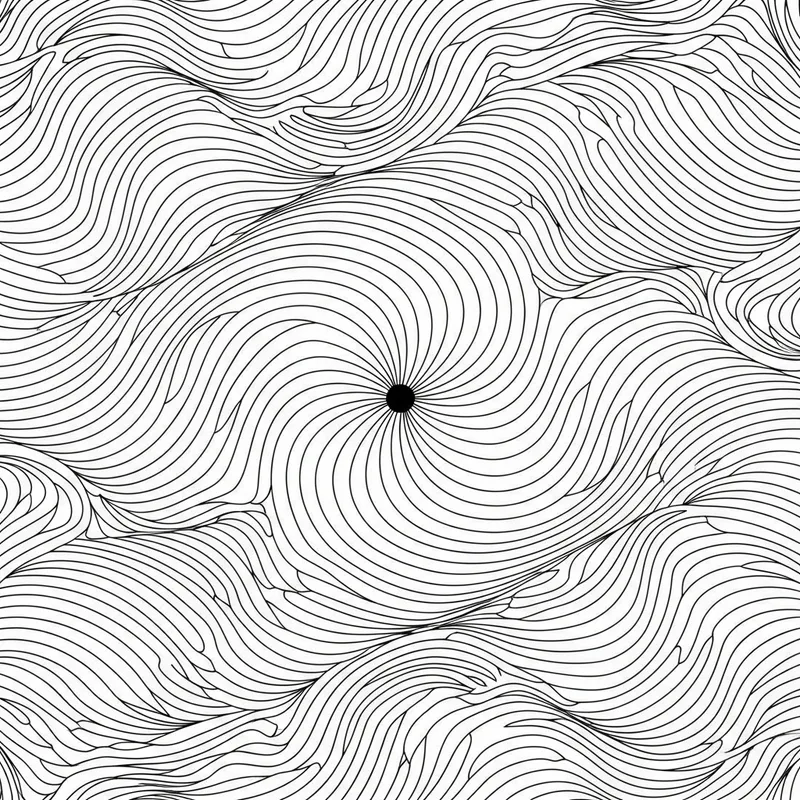 Black Wavy Line Pattern with Center Dot Design