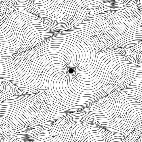 Black Wavy Line Pattern with Center Dot Design