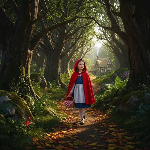 Little Red Riding Hood Walking to Grandmother's House