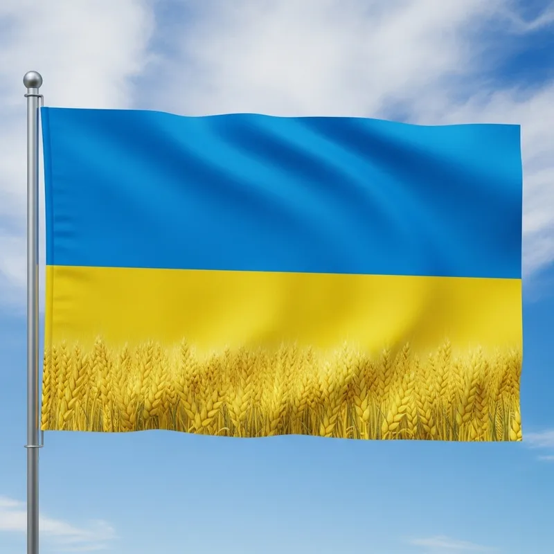 Ukrainian Flag Against Azure Sky - Vivid Imagery