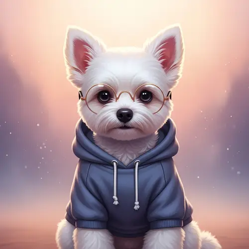 Charming Dog in Glasses and Hoodie