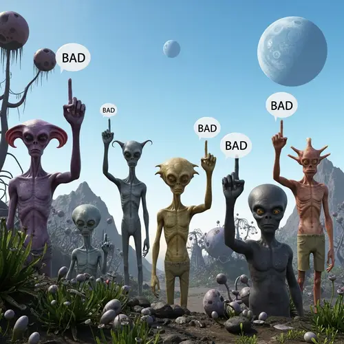 Eccentric Alien Species Disapproving Gesture | Otherworldly Scene