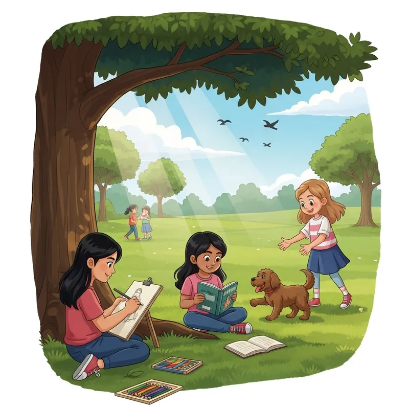 Diverse Girls Enjoying a Sunny Afternoon in the Park