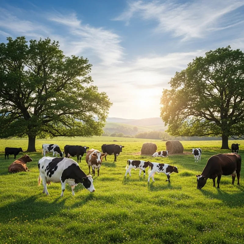 Serene Dairy Cow Pasture Scene with Rolling Hills Serene Dairy Cow Pasture Scene with Rolling Hills