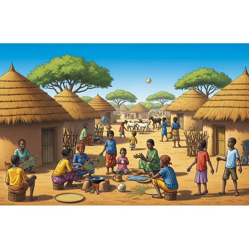 Charming African Village Scene | Authentic Culture & Natural Beauty