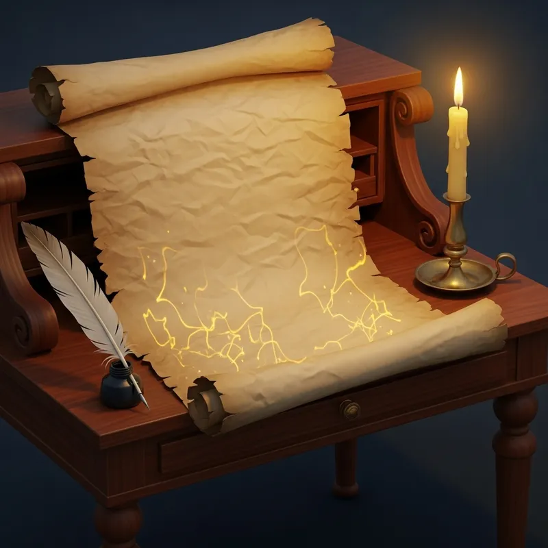 Vintage Parchment on Elegant Mahogany Desk