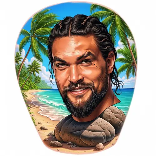 Realistic Tropical Paradise Landscape & Will Smith Face Tattoo Design