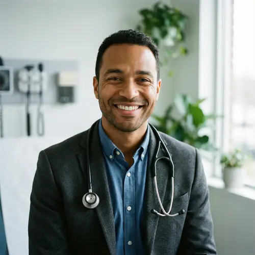 Professional Healthcare Headshot: Diverse Male Doctor