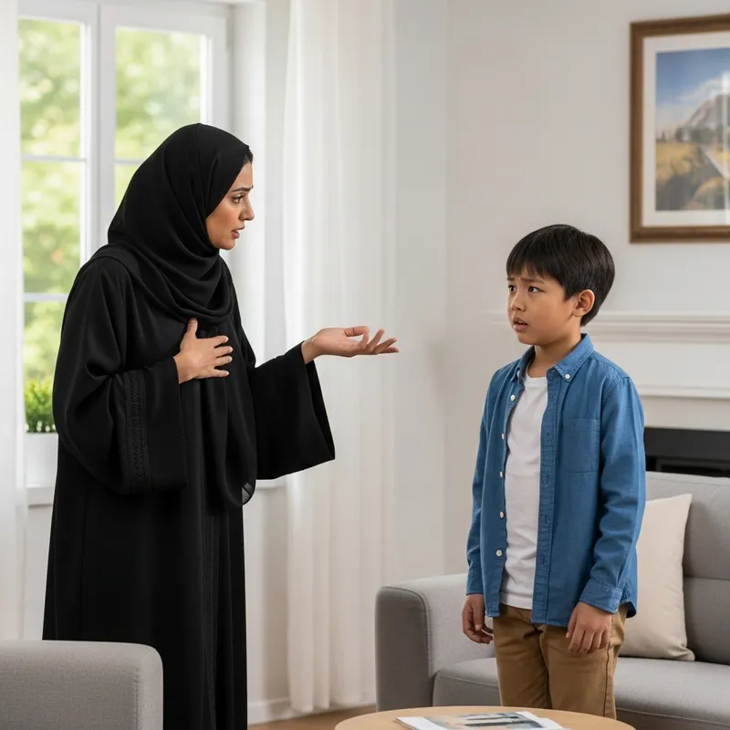Middle Eastern Mother’s Concern for Son Staying Indoors