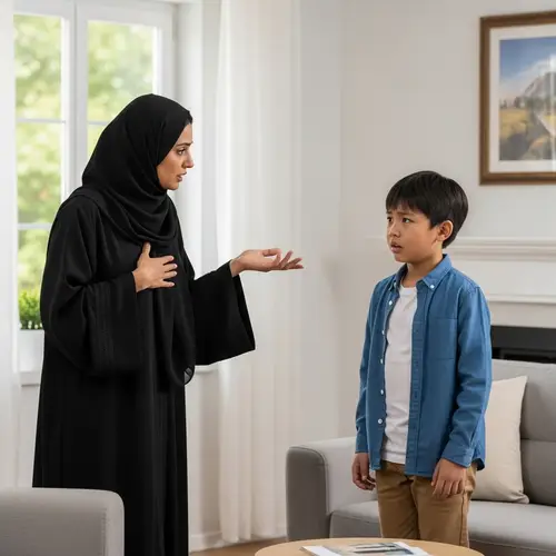 Middle Eastern Mother Refusing Son To Go Outside