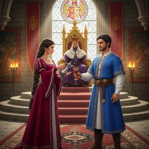 Medieval Spanish Princess Filling Wine Goblet for Middle-Eastern Prince