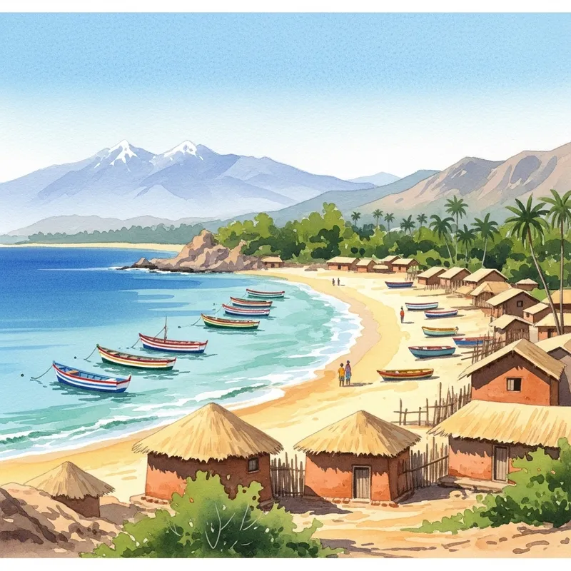 Watercolor Landscape of Peru's North Coast
