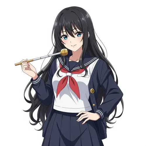 Anime-Styled Character with Dark Hair | Vibrant Eyes & Lively Demeanor